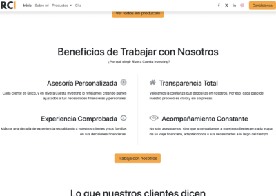 Detalles de web a medida hecha con CMS para RCI