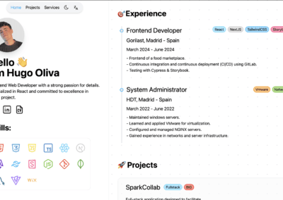 Inicio web programada con react a medida para Hugo Oliva