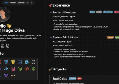 Modo oscuro web programada a medida para Hugo Oliva